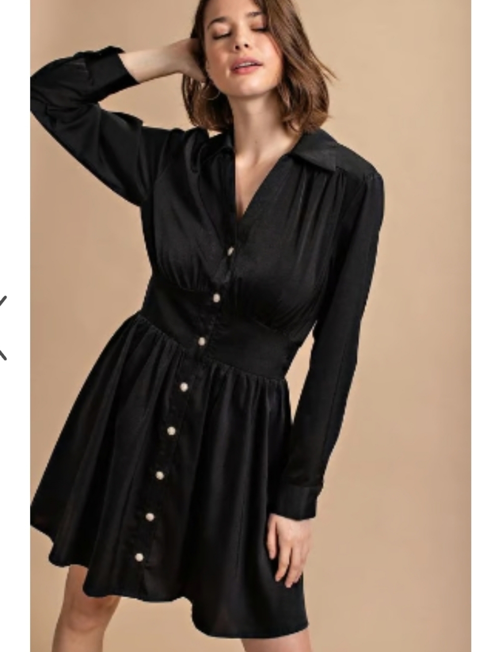 Zara Jewel Classic Black Button-Front Dress Size M
